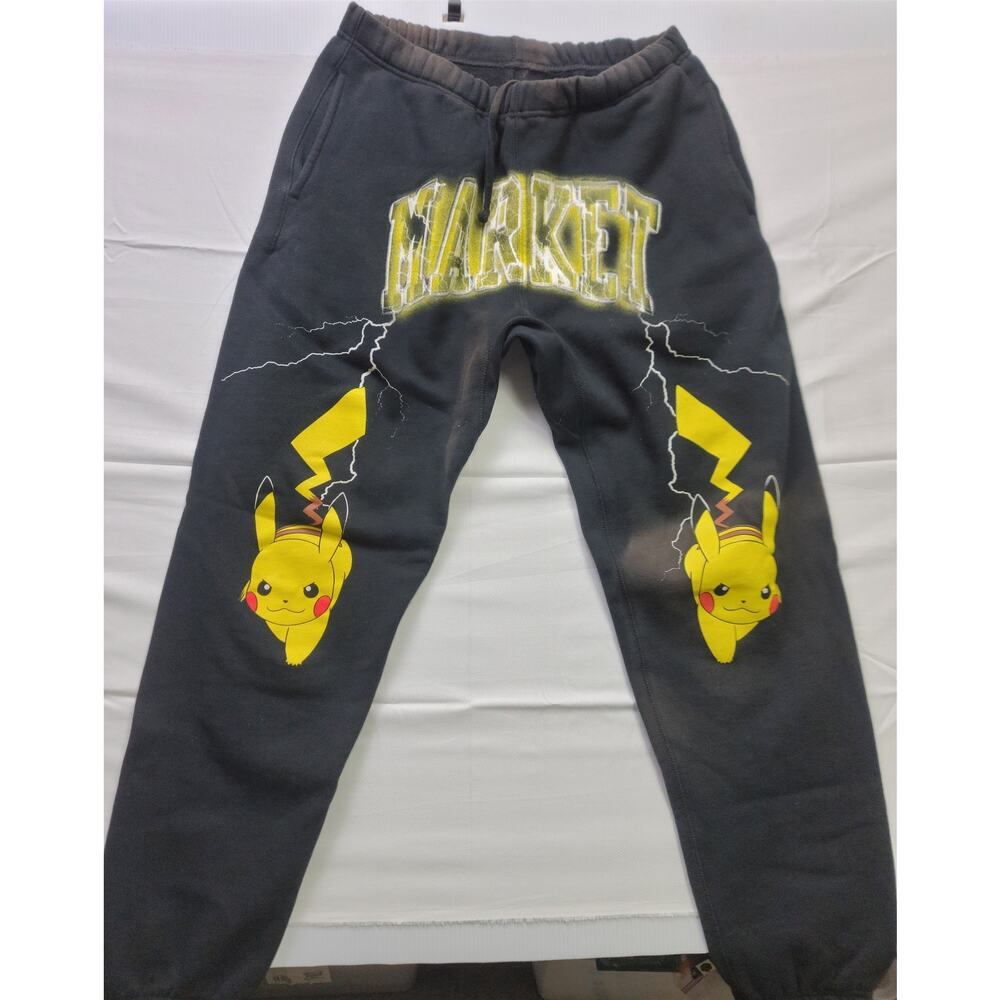 Market Pokemon Pikachu Electric Shock Women's Black Large Sweatpants